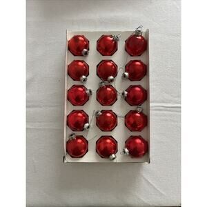 Vintage Holly American Made Christmas Ornaments, Glass, Round, 1.75", Set of 15